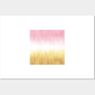 Pink and Yellow Painting Brush Strokes Modern Art Posters and Art